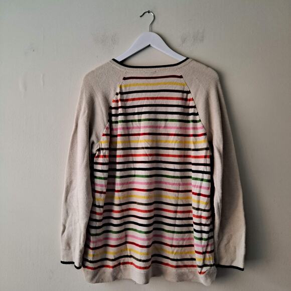 Talbots Womens Beige Multicolored Stripe Contrasting Sleeve Sweater - Size 2X - Picture 8 of 13
